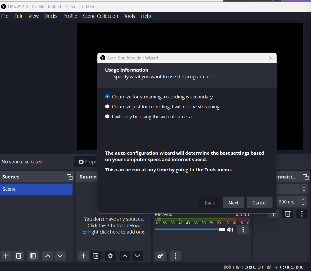 obs settings for 1