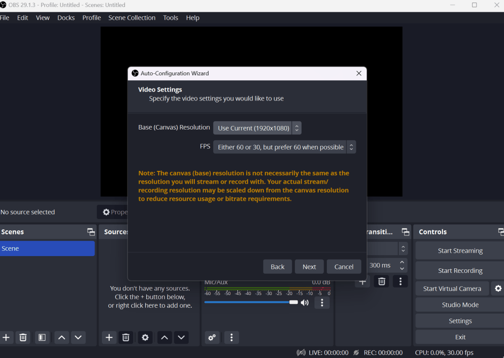 obs settings for 2