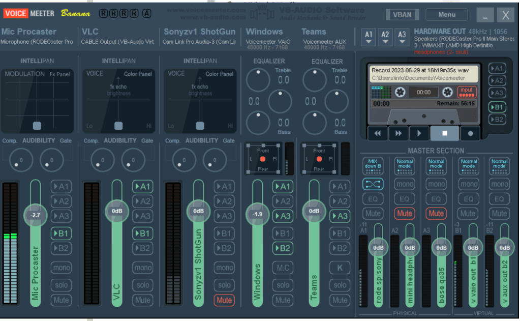 voicemeter setup getting 1
