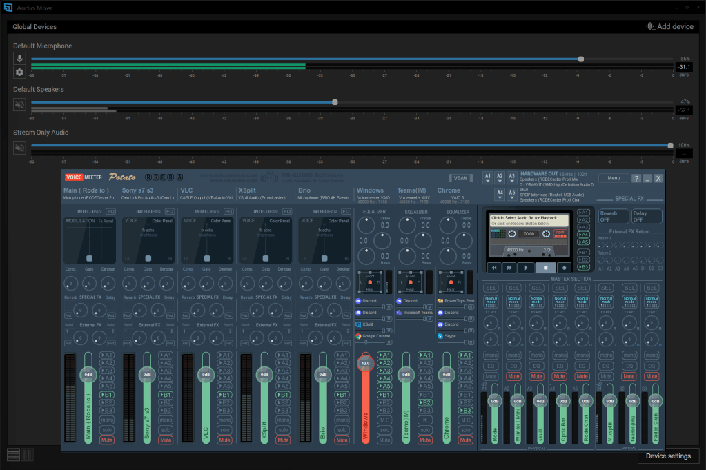 voicemeter setup getting 3