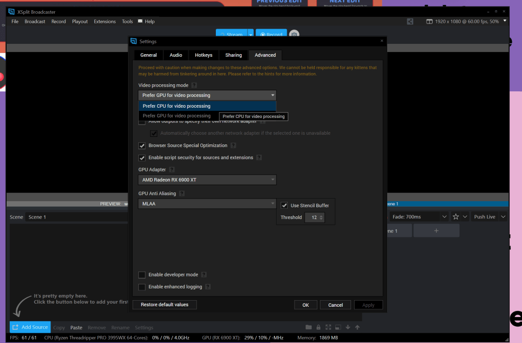 gpu usage and 3