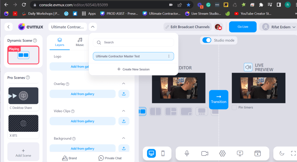 create sessions to 1