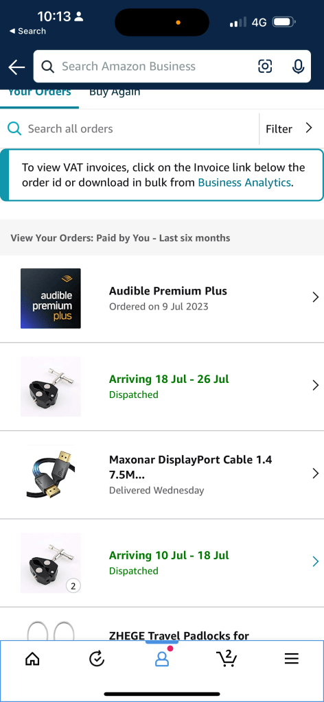 amazon orders and 1