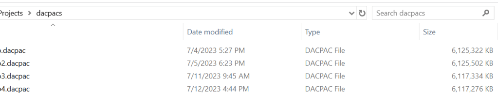 sqlpackage outputs are 1