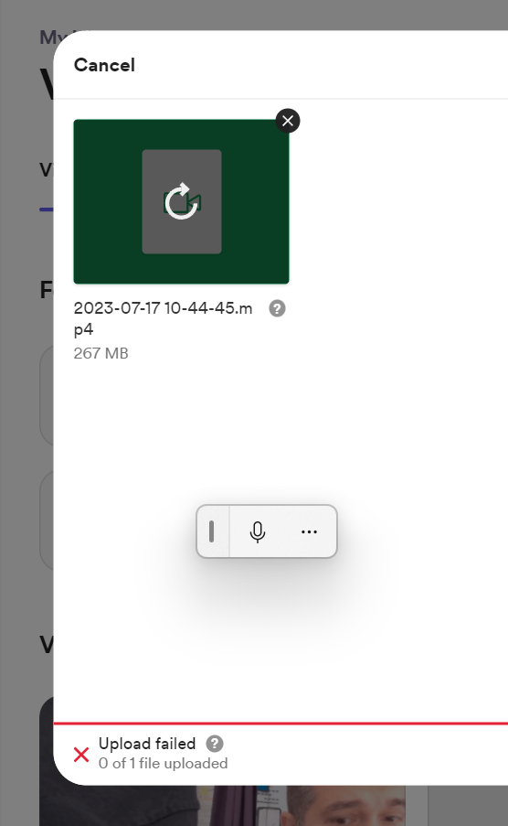 upload fails on 1