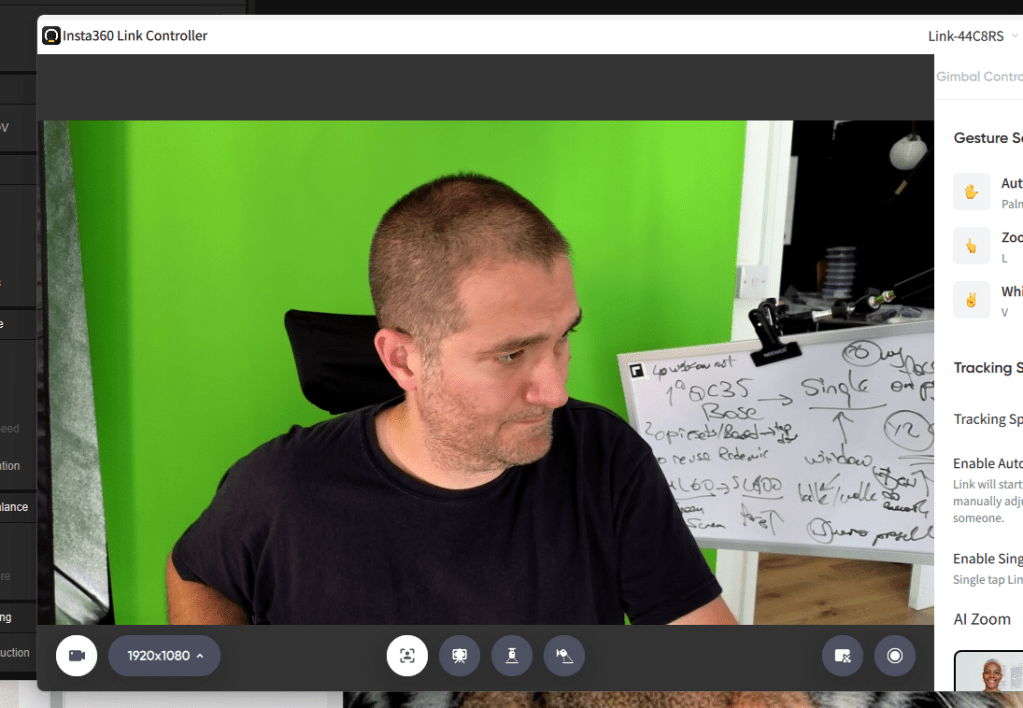 green screen with 1