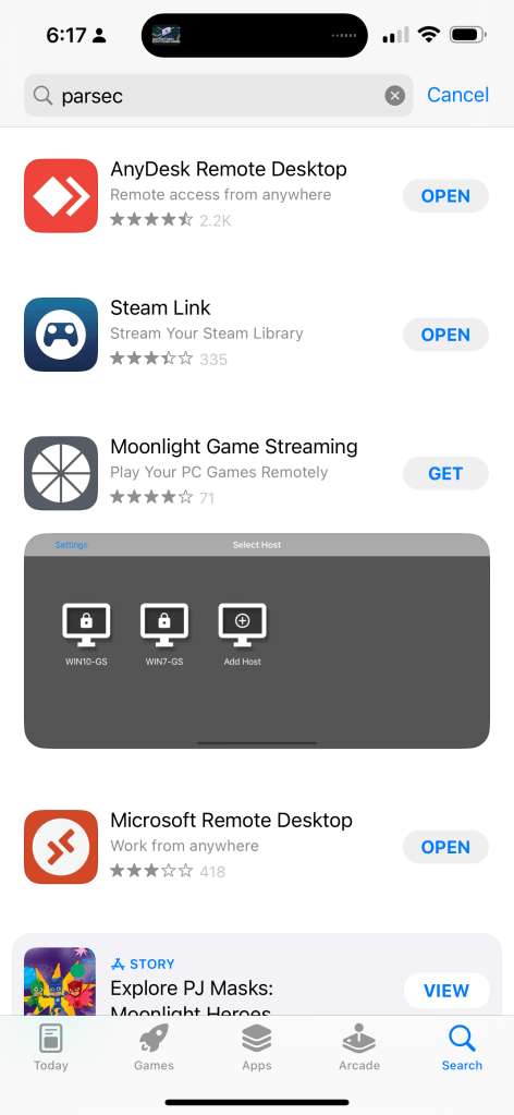 parsec for inverted 1