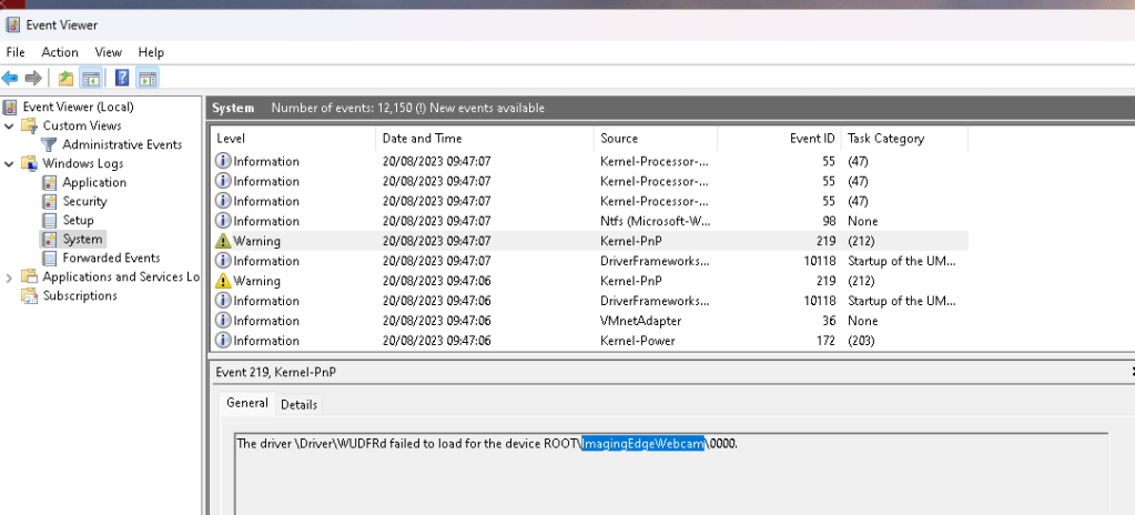 another hardware error 21