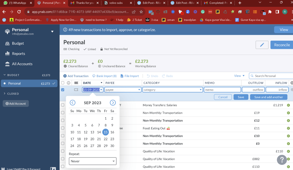 ynab settings for 3