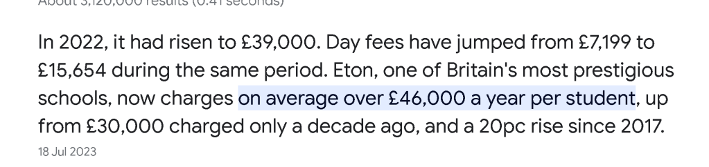 private schools costs 1