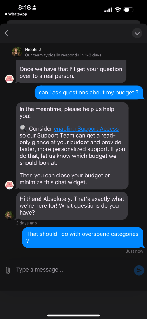 overspent categories and 1