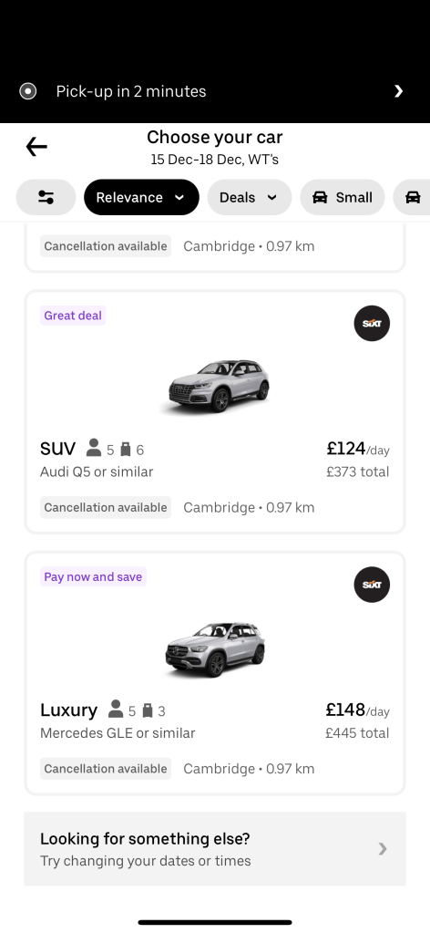 uber hires vs 1