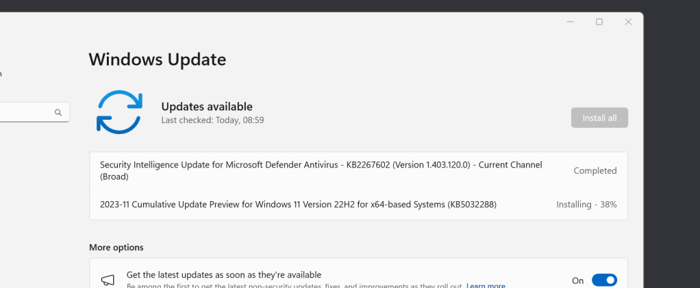 windows update coming 6