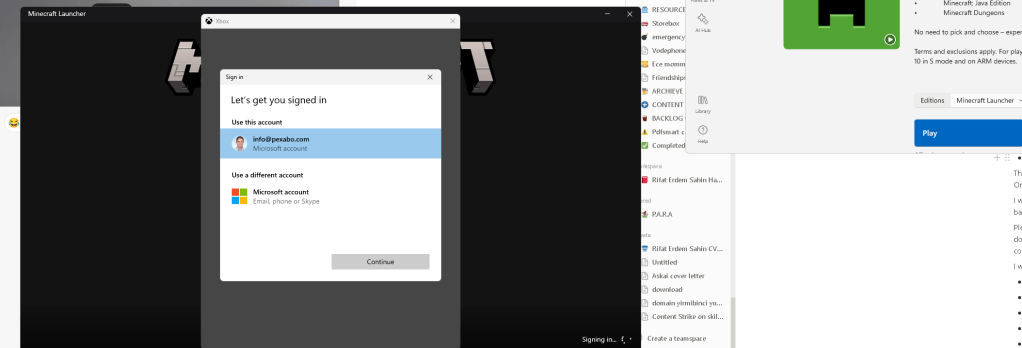 minecraft login 1
