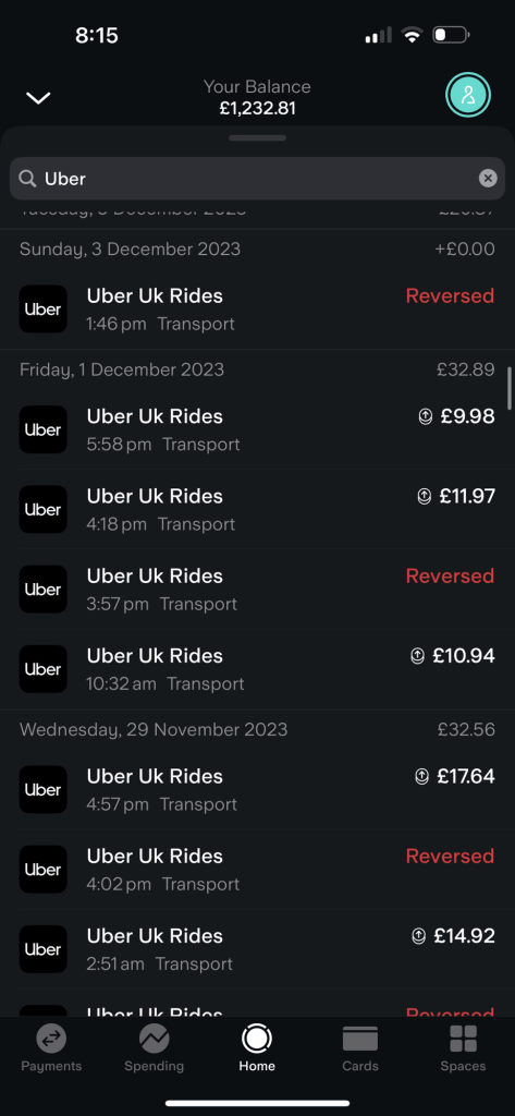 last month uber 6