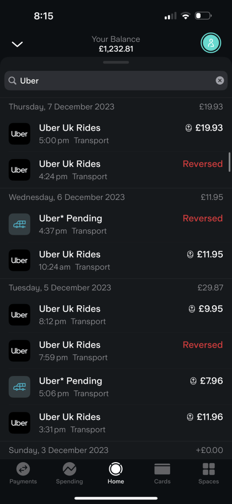 last month uber 7