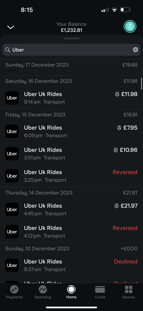 last month uber 8