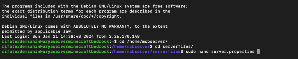 configure minecraft server 21
