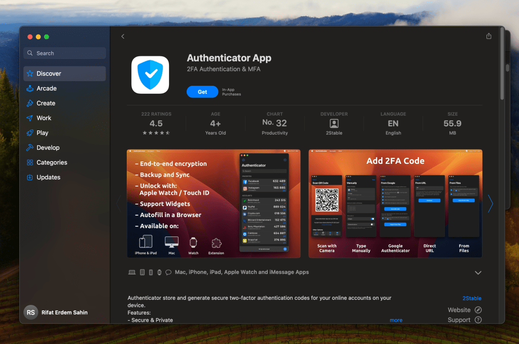 authenticator app on 1