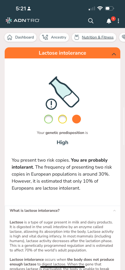 lactose intolerance in 1