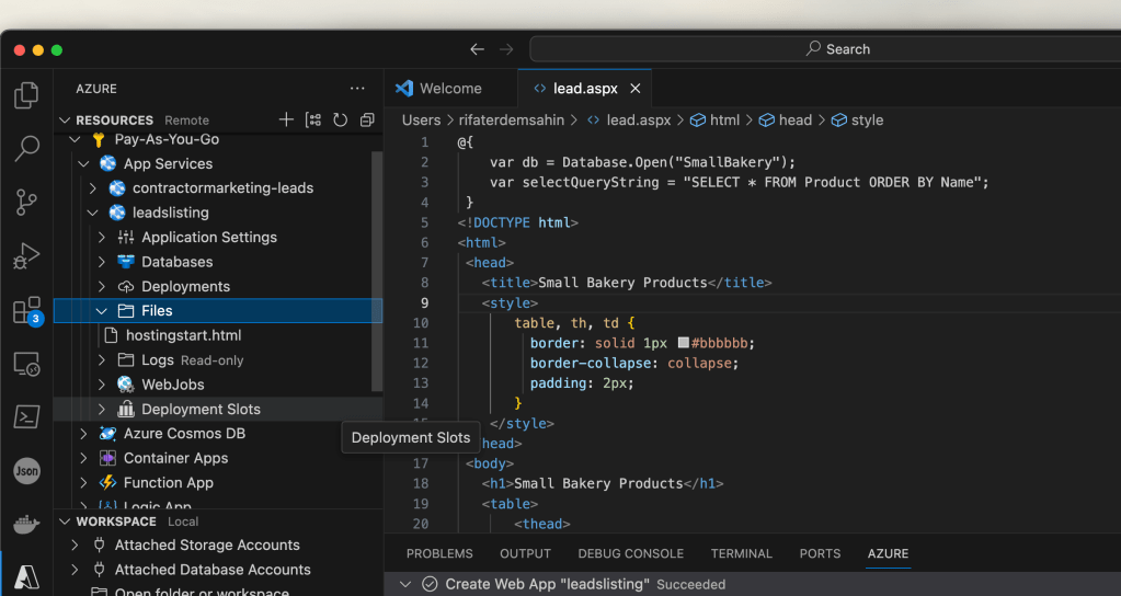 aspnet app on 3