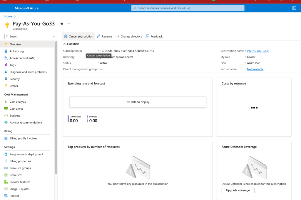 azure subs cancel 1