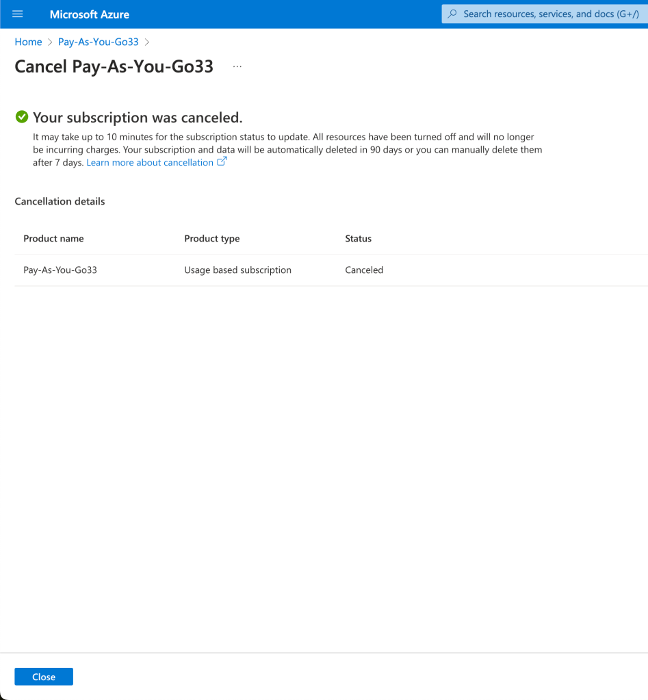 azure subs cancel 2