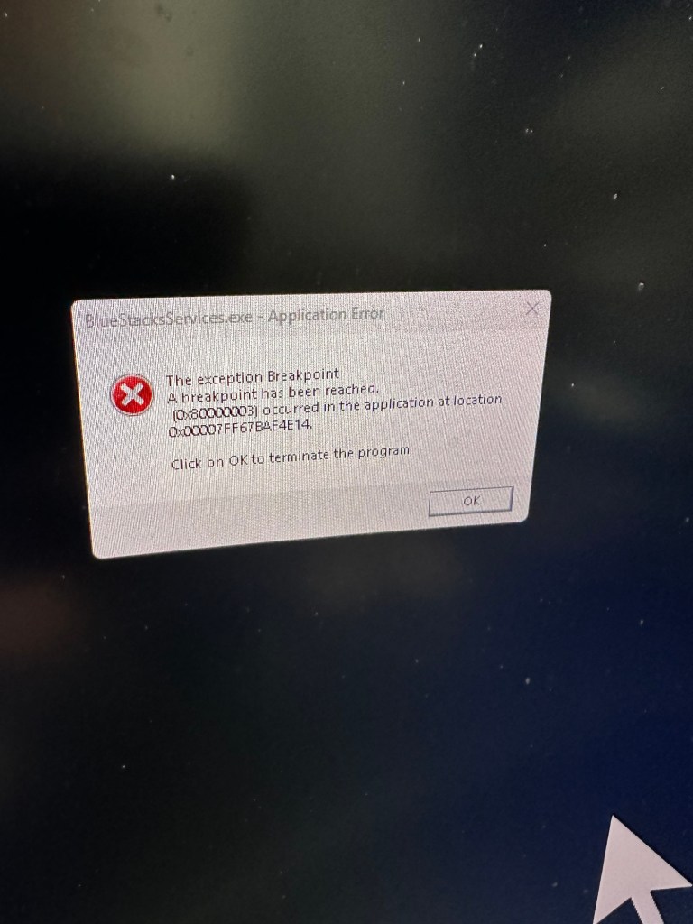 bluestacks restart error 1