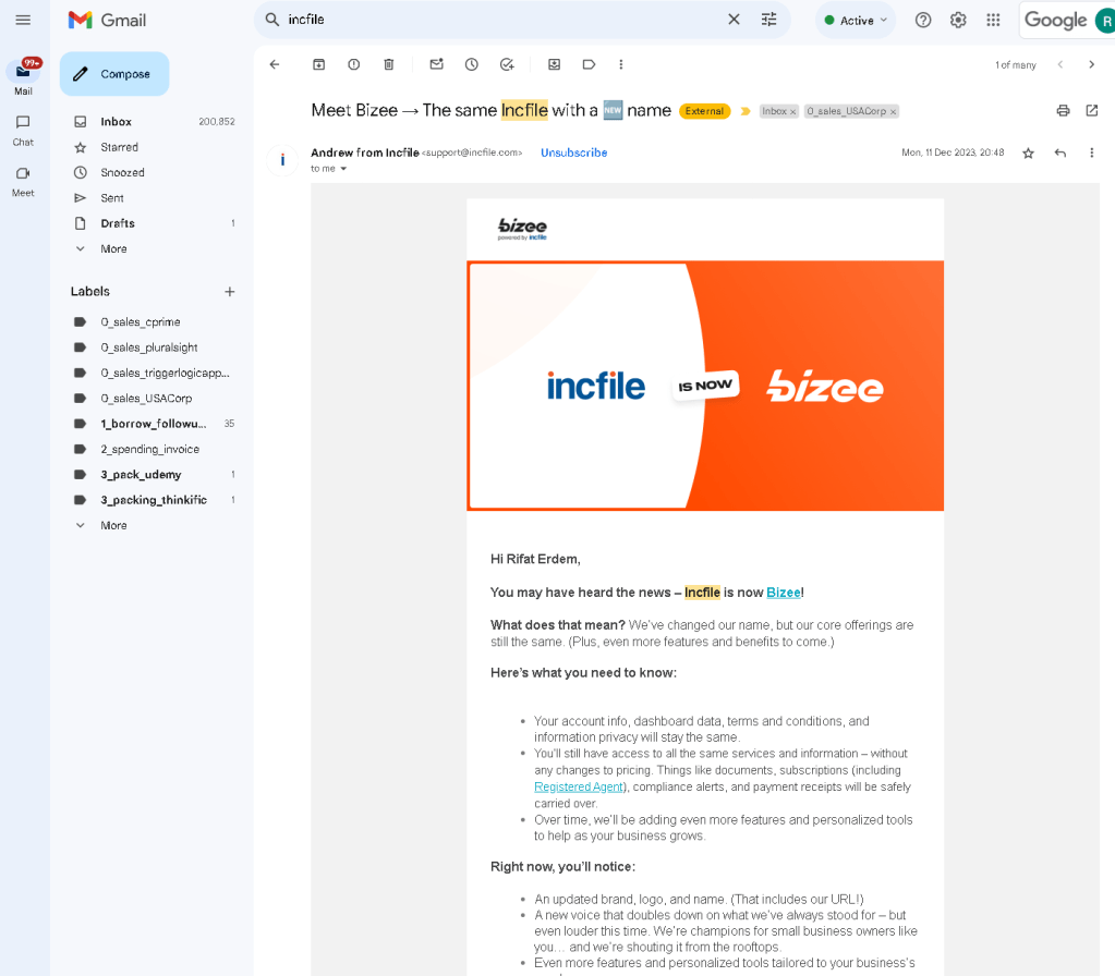 incfile updates and 1