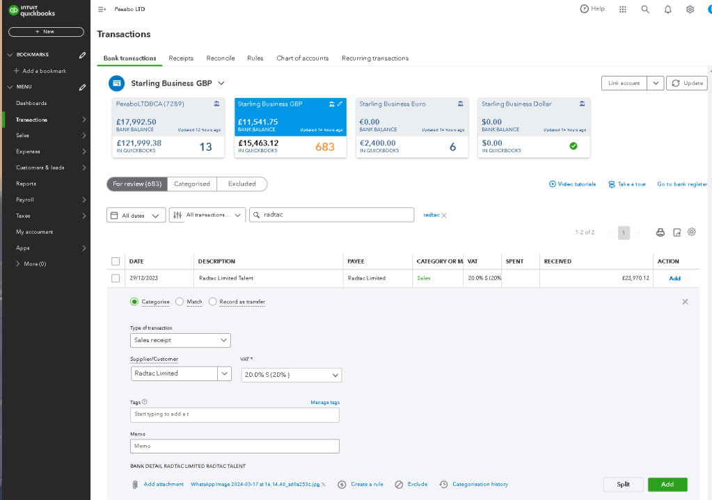 received payments as 1