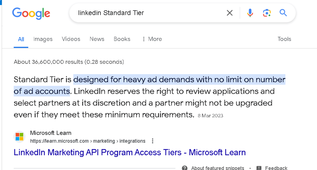 linkedin api for 22