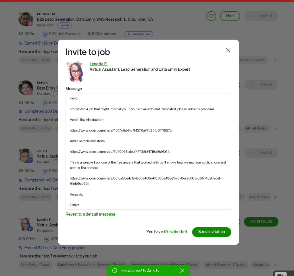 upwork asistant to 9