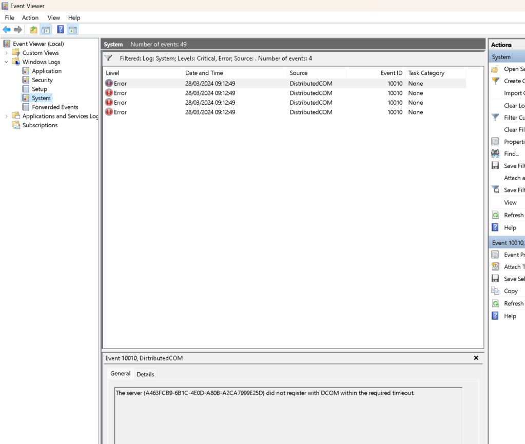 restart errors workstation 8