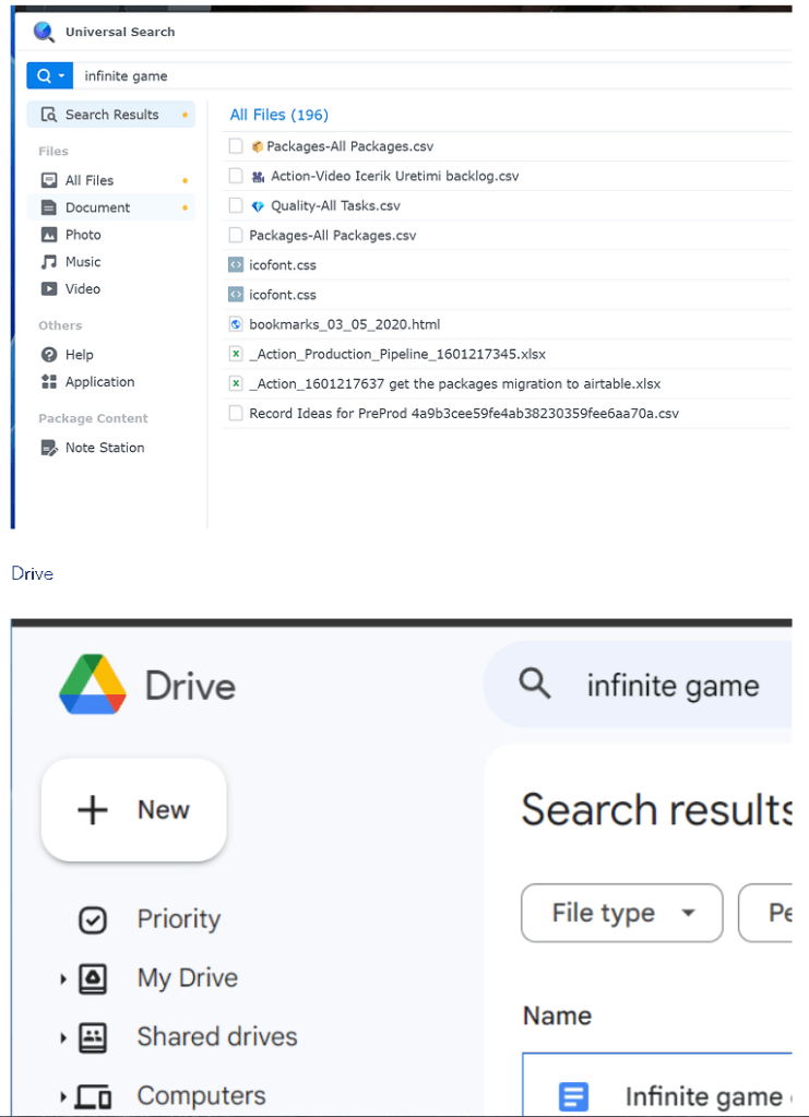 synology search versus 1