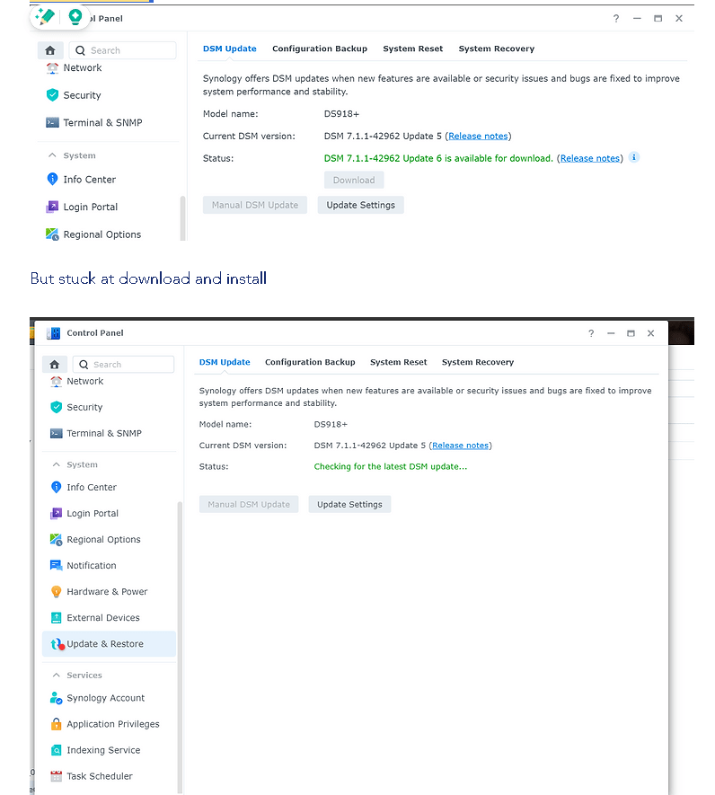 synology update is 1