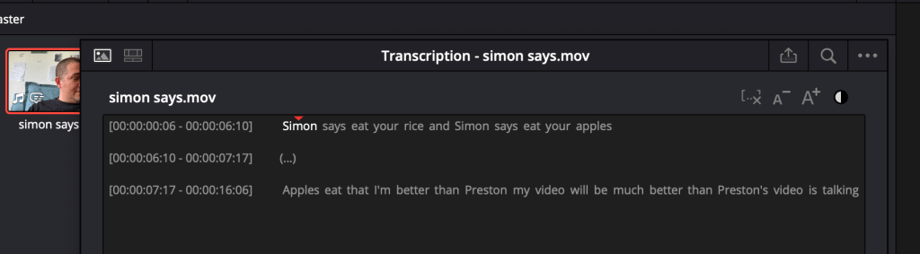 transcript feature of 3