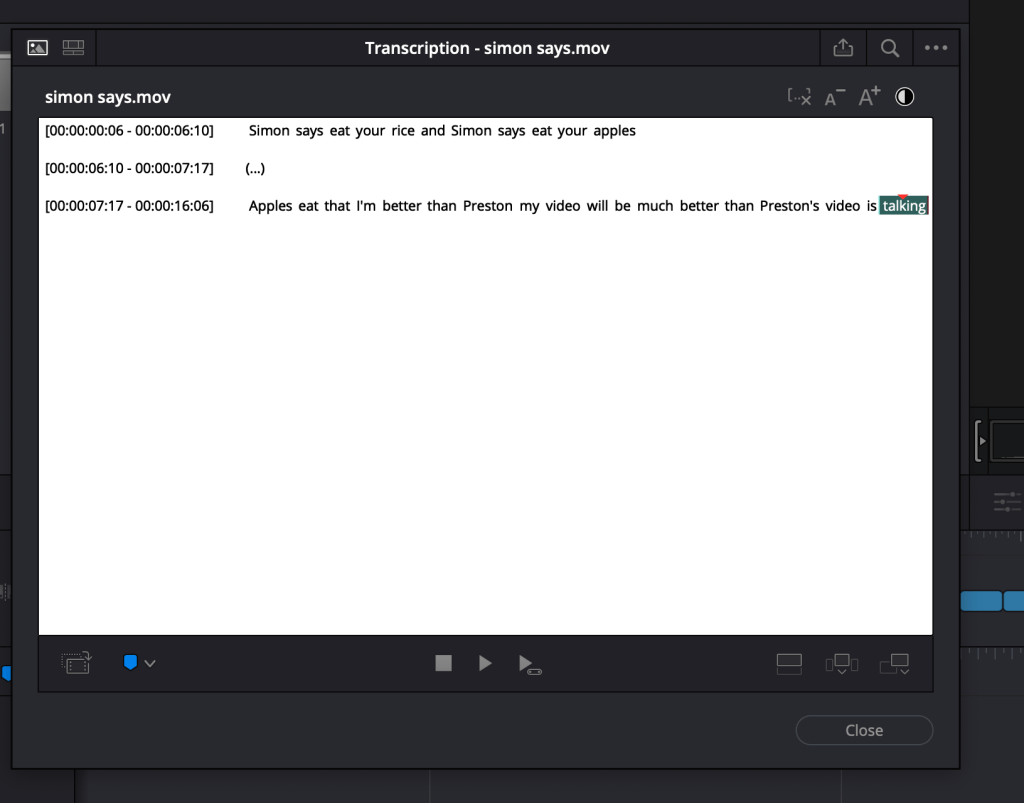transcript feature of 5