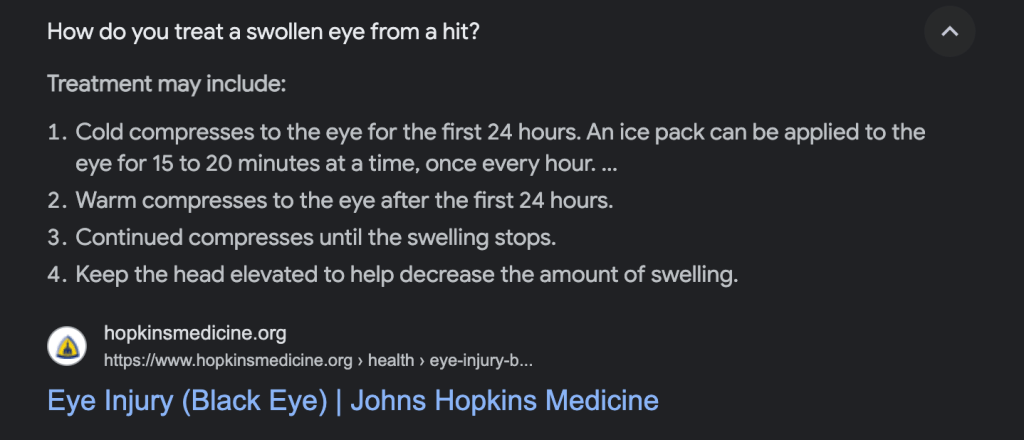 swollen eye on 1