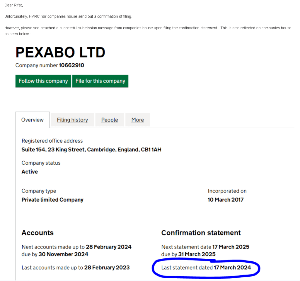 hmrc confirmation statement 1