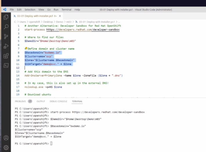 openshift host continue 30