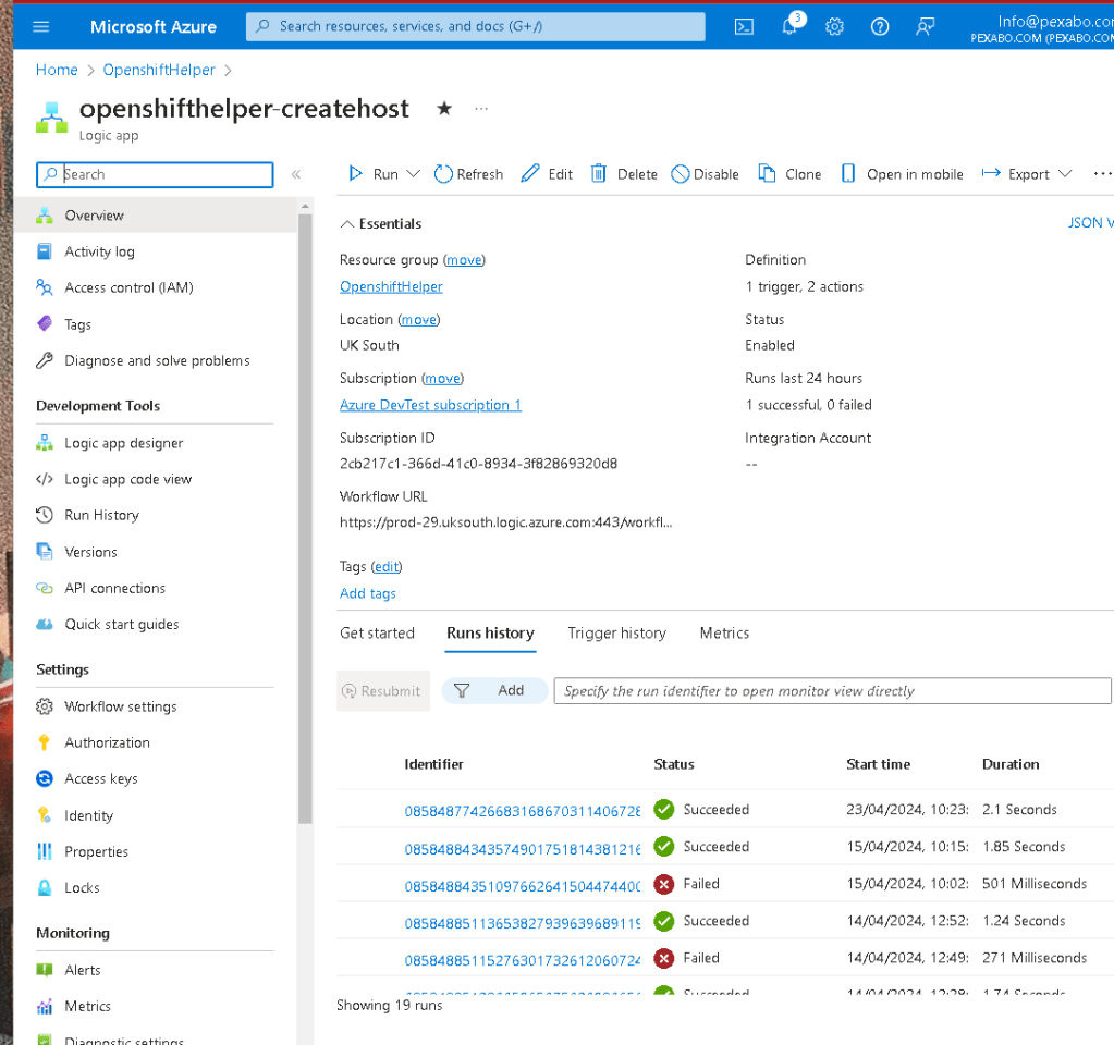 openshift host continue 45