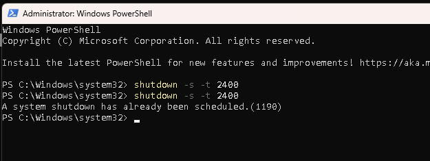 shutdown second run 1