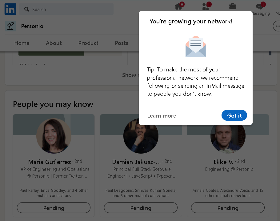 linkedin limits with 2