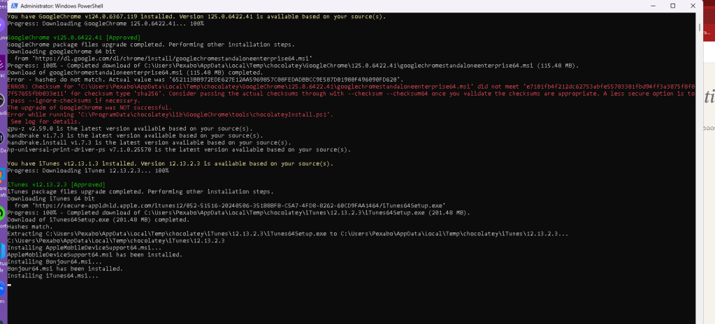 checksum fail in 1