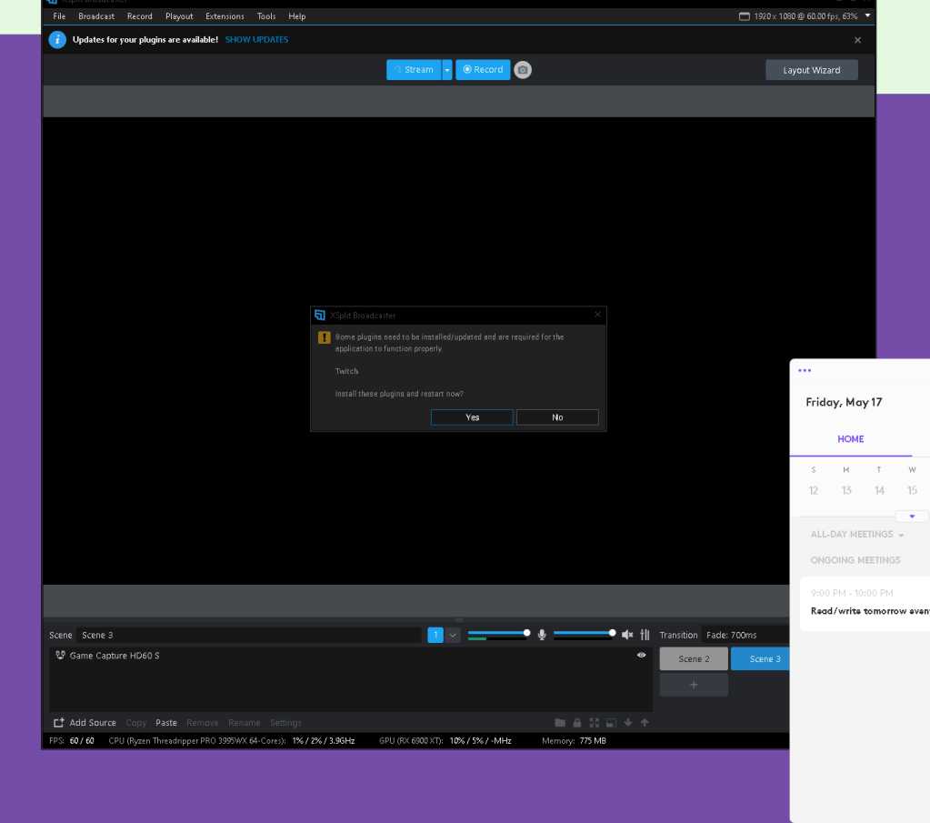 xsplit updates and 1