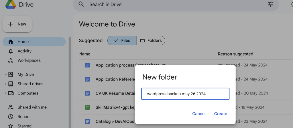 backing up wordpress 5