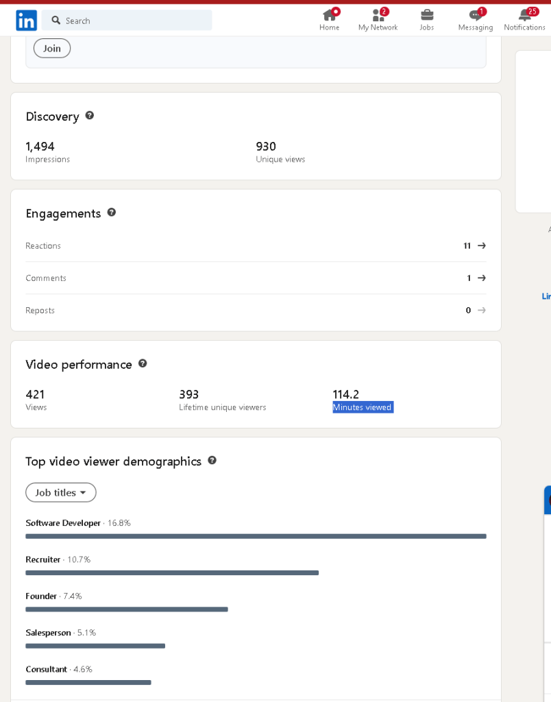 linkedin video performance 1