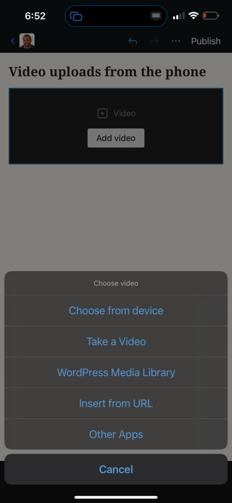 video uploads from 1