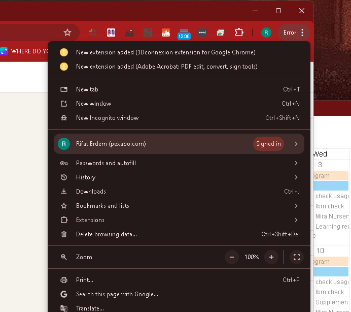 recreate profile chrome 4