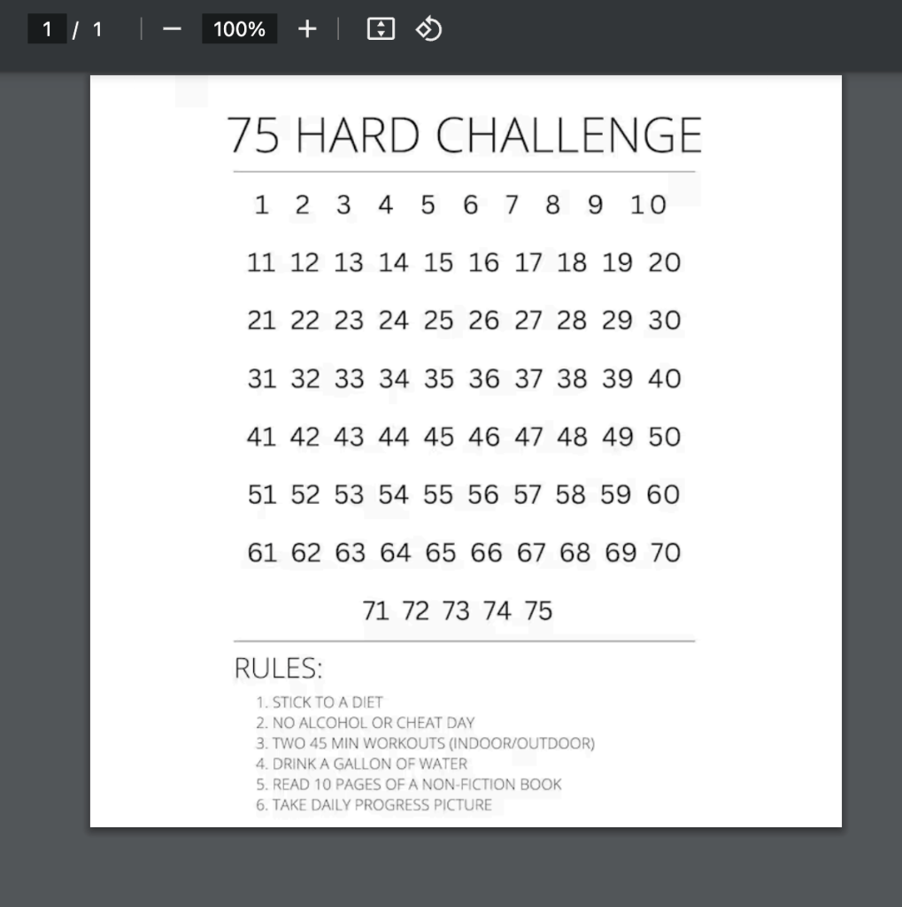 hard 75 day 1